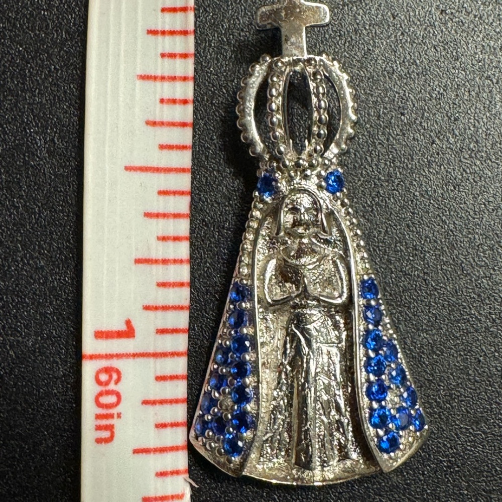925 Sterling Silver Nossa Senhora Aparecida Pendant - Picture 4 of 5